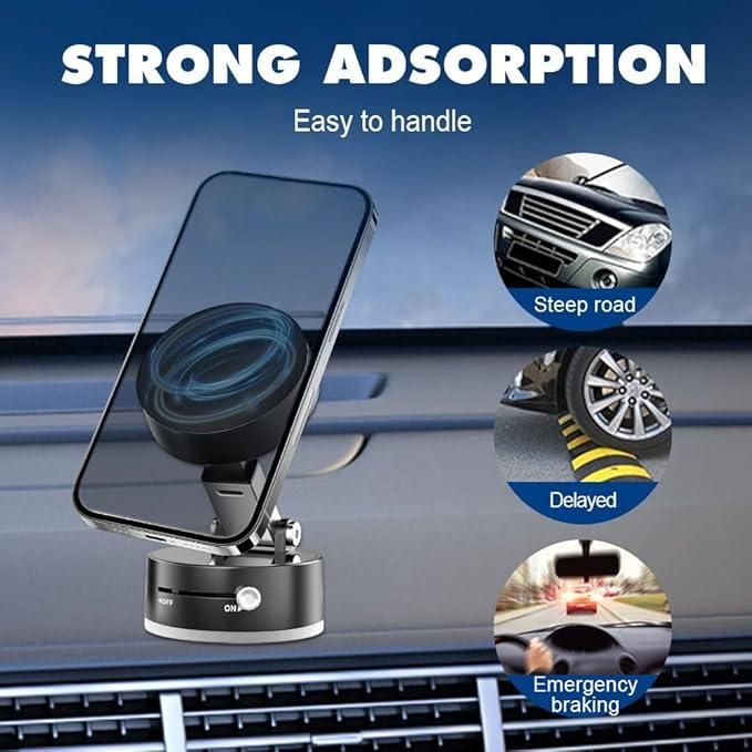 Vacuum Magnetic Suction Phone Holder Foldable | 360° Rotatable | Ultra-Strong Magnetic Mount