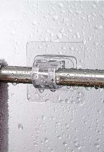 KAMOREA Self-Adhesive Rod Clip Hooks – Pack of 6 Wall Mount Holders for Curtain Rods & Poles