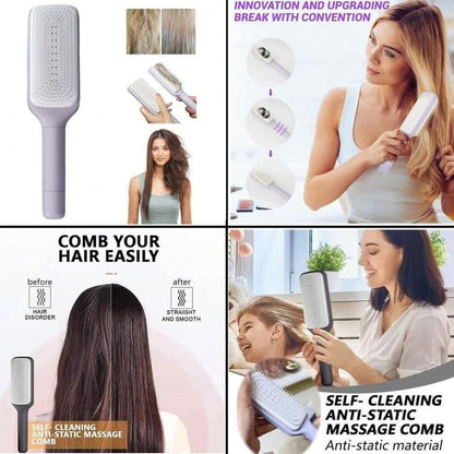 KAMOREA Self-Cleaning Anti-Static Massage Comb Pack of 1